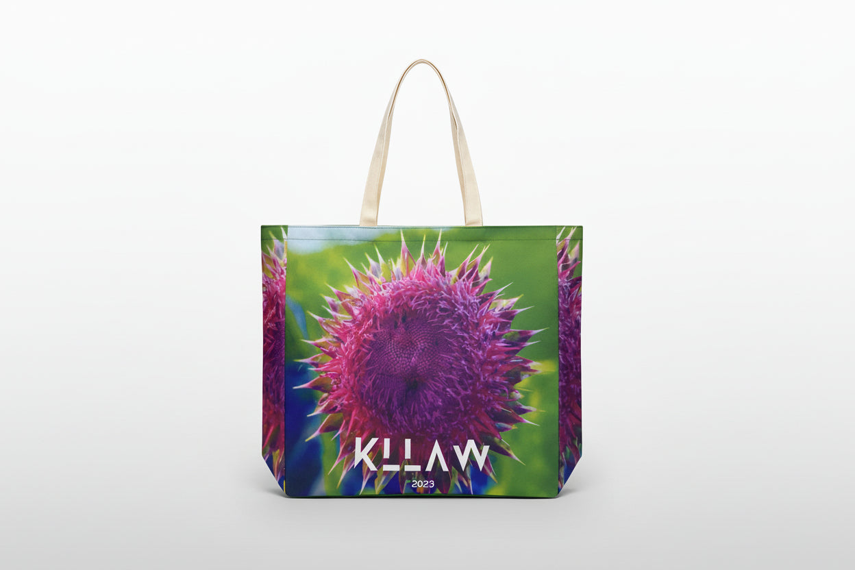 Floral ex-large canvas tote with botanical artwork by MyFathersOldCamera